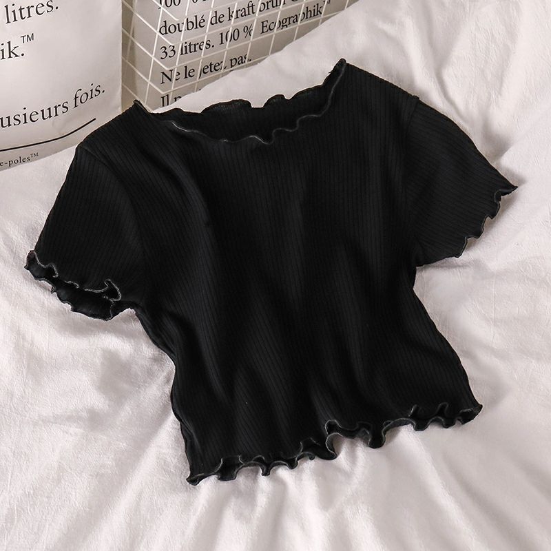 Damski T-shirt z falowanym wykończeniem