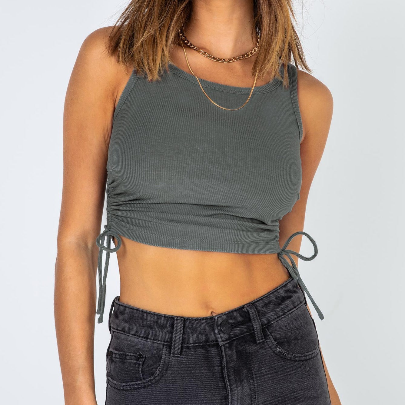 Damski tank top z marszczeniem