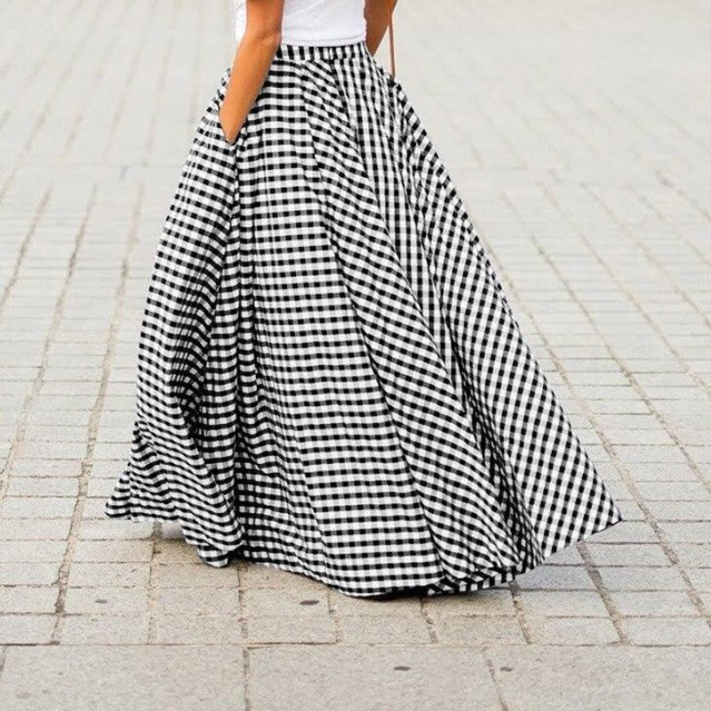 Spódnica maxi w kratę